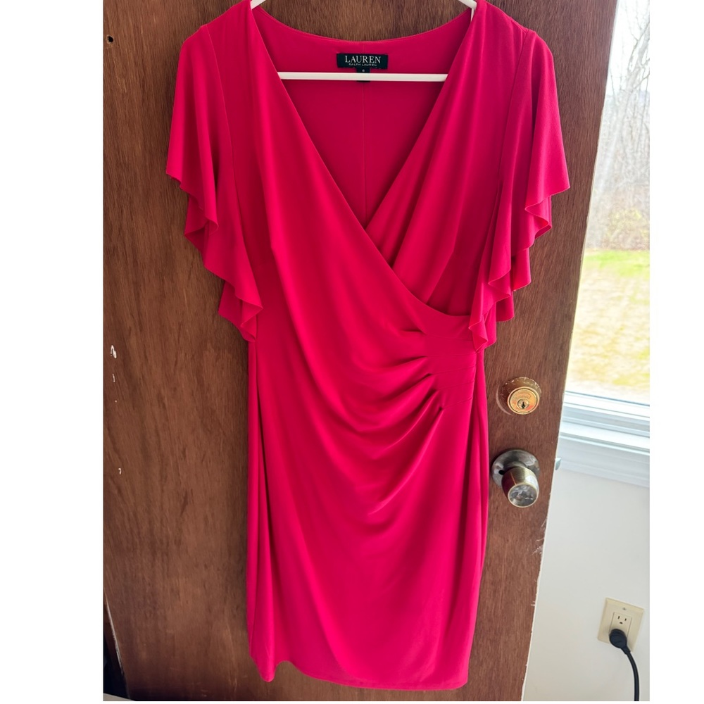 Pink Ralph Lauren flutter sleeve dress